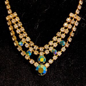 Vintage Art Deco Aurora borealis Crystal necklace